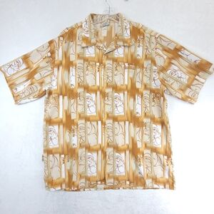 SouthPole Men's Size XL Short Sleeve Button Up Shirt Cool Graphic Brown